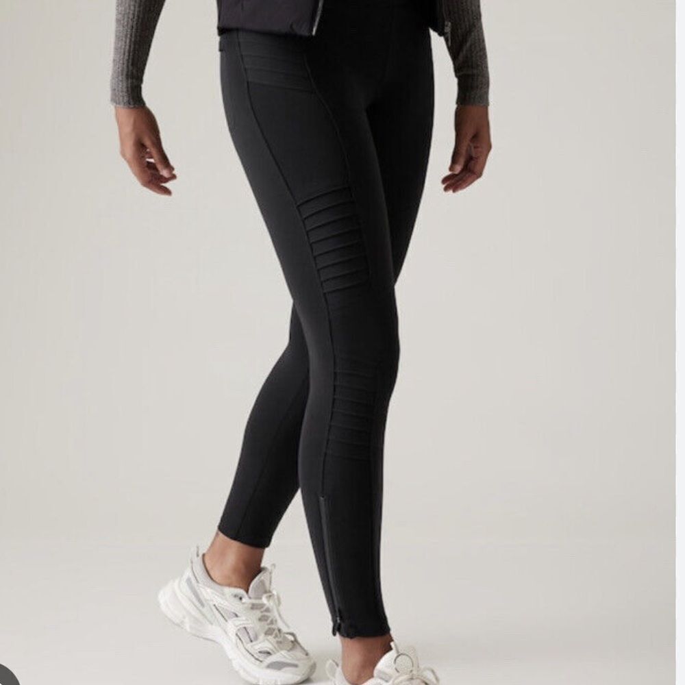 ATHLETA Delancey Moto Tight Black Size Medium